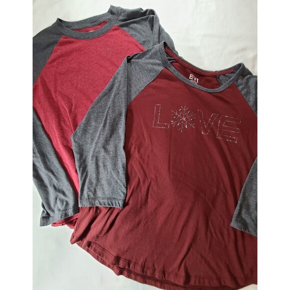2 pack Red and Grey 3/4 Sleeve Tee size size Large - Picture 1 of 8